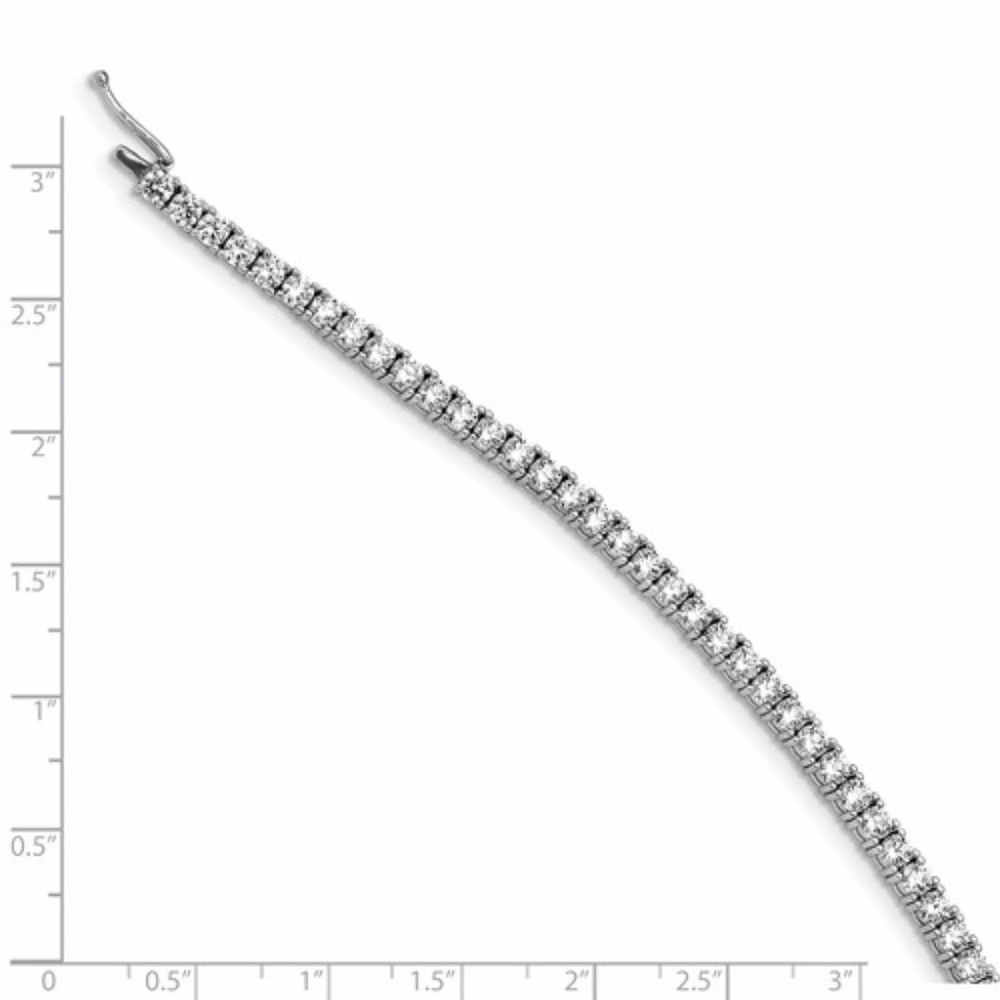 7in Bracelet Sterling Silver Rhodium Plated CZ - Picture 2 of 4